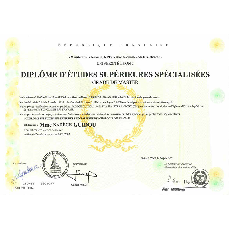 DESS de psychologie du travail
