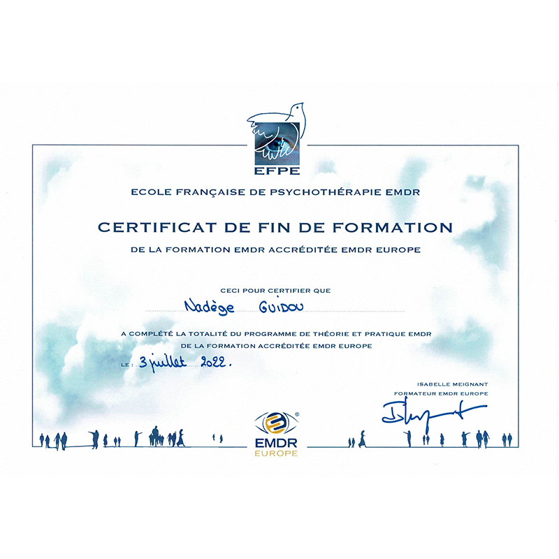 Diplôme de praticienne EMDR